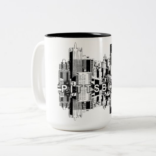 Pittsburgh, Pennsylvania skyline in zwart Tweekleurige Koffiemok (Voorkant links)