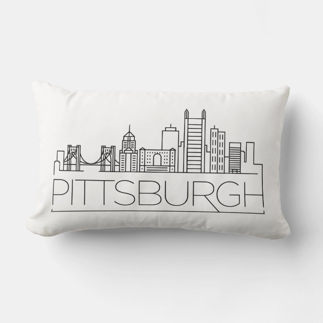 Pittsburgh, Pennsylvania Skyline Lumbar Pillow Kussen (Voorkant)