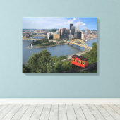Pittsburgh Pennsylvania Skyline met Incline Canvas Afdruk (Insitu (Houten vloer))