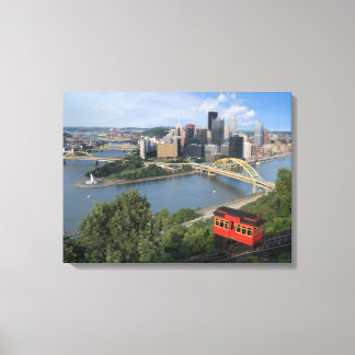 Pittsburgh Pennsylvania Skyline met Incline Canvas Afdruk