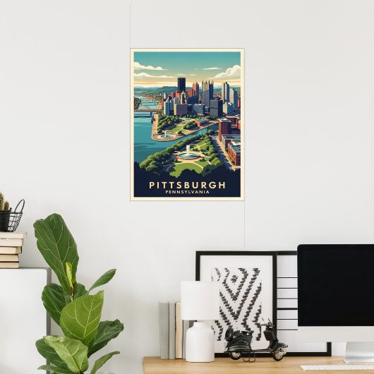 Pittsburgh, Pennsylvania Skyline Poster (Thuiskantoor)