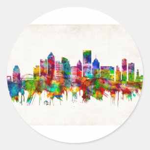Pittsburgh Pennsylvania Skyline Ronde Sticker