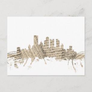 Pittsburgh Pennsylvania Skyline Sheet Music Citysc Briefkaart
