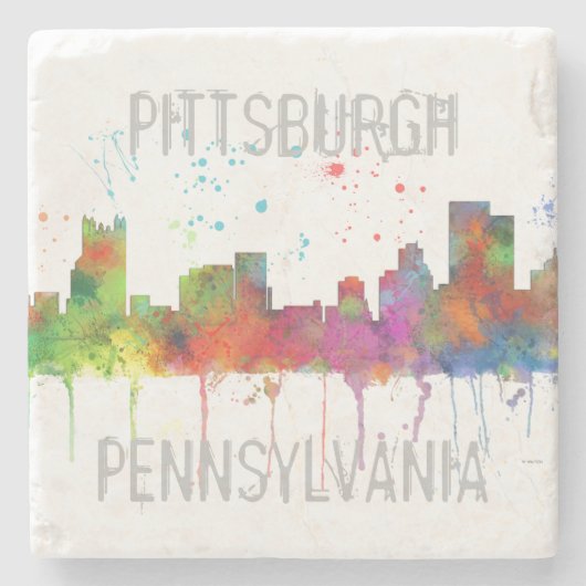 PITTSBURGH PENNSYLVANIA SKYLINE STENEN ONDERZETTER (Voorkant)