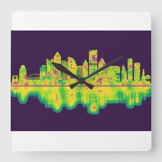 Pittsburgh Pennsylvania Skyline Vierkante Klok (Voorkant)