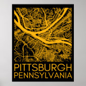 Pittsburgh Pennsylvania Steel City  kaart art Poster (Voorkant)