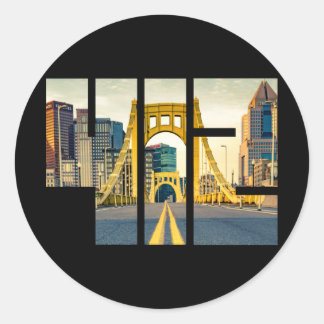Pittsburgh Pennsylvania Steel City Skyline 412 Can Ronde Sticker