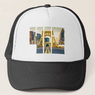 Pittsburgh Pennsylvania Steel City Skyline 412 Can Trucker Pet