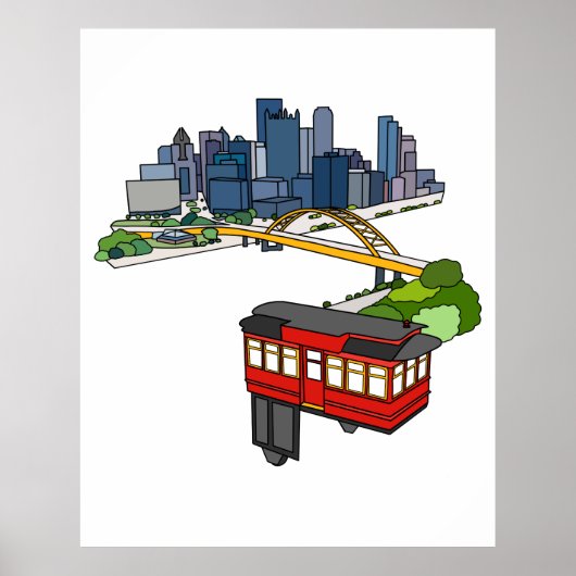 Pittsburgh Pennsylvania Steel City Skyline Art Can Poster (Voorkant)