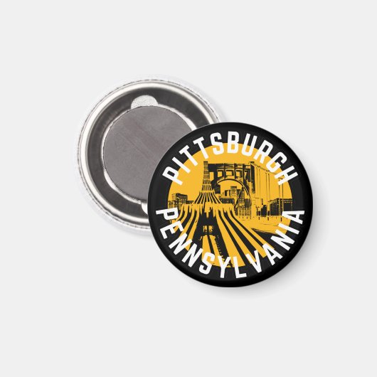 Pittsburgh Pennsylvania Steel City Skyline Bridge Magneet (Voorkant / Achterkant)