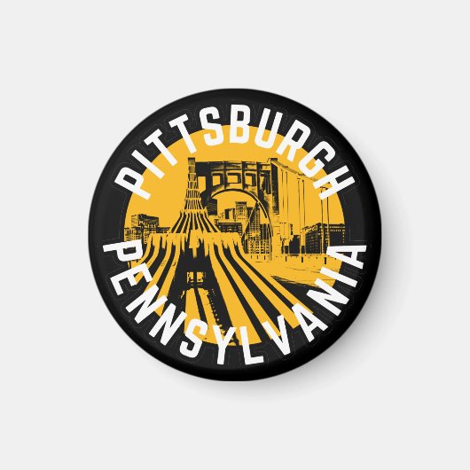 Pittsburgh Pennsylvania Steel City Skyline Bridge Magneet (Voorkant)