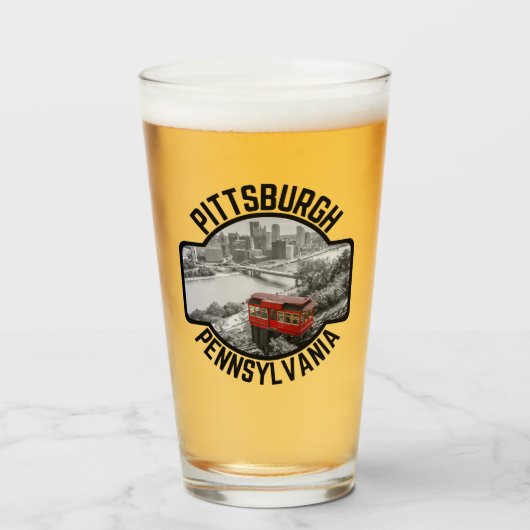 Pittsburgh Pennsylvania Steel City Skyline Inline Glas (Voorkant gevuld)