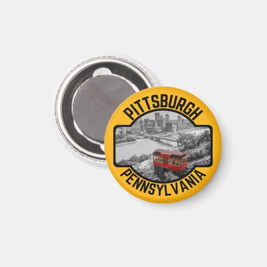 Pittsburgh Pennsylvania Steel City Skyline Inline Magneet (Voorkant / Achterkant)