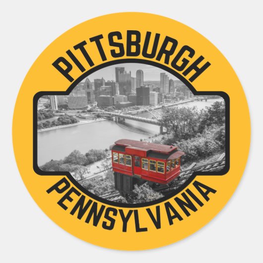 Pittsburgh Pennsylvania Steel City Skyline Inline Ronde Sticker (Voorkant)