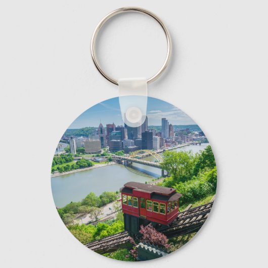 Pittsburgh Pennsylvania Steel City Skyline Inline Sleutelhanger (Voorkant)