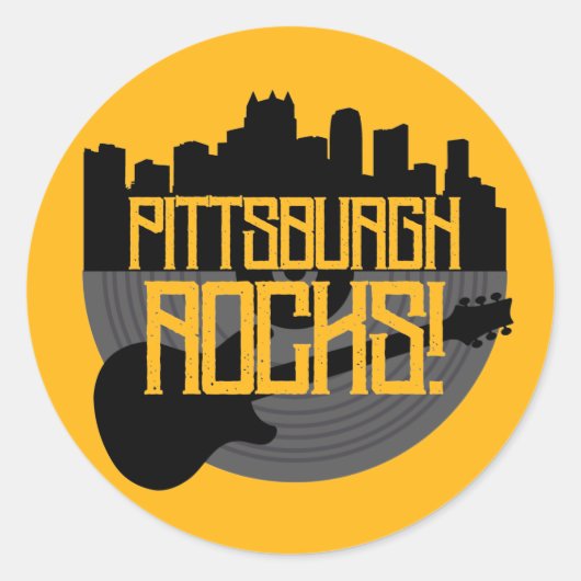 Pittsburgh Pennsylvania Steel City Skyline Music C Ronde Sticker (Voorkant)