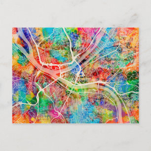 Pittsburgh Pennsylvania Street Map Briefkaart