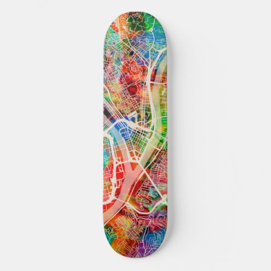 Pittsburgh Pennsylvania Street Map Skateboard (Voorkant)