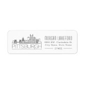 Pittsburgh, Pennsylvania Stylized Skyline | Etiket (Voorkant)