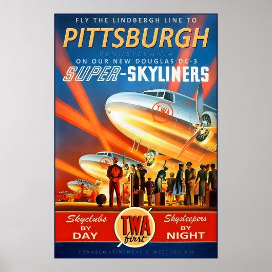 Pittsburgh Pennsylvania Transcontinental & Western Poster (Voorkant)