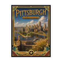 Pittsburgh Pennsylvania Vintage Art Deco Gouden Ee