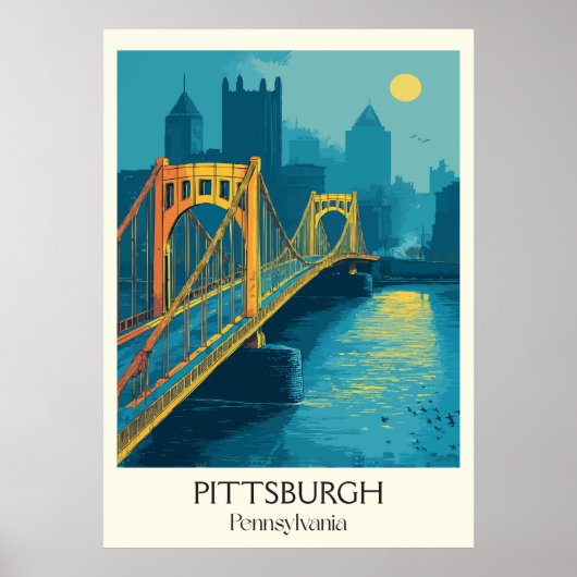 Pittsburgh Pennsylvania Vintage Iconische Bridge A Poster (Voorkant)