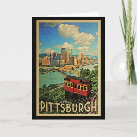 Pittsburgh Pennsylvania Vintage Travel Kaart (Voorkant)