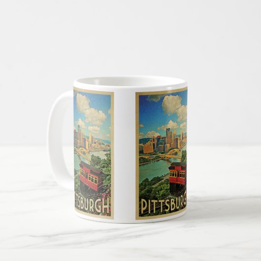 Pittsburgh Pennsylvania Vintage Travel Koffiemok (Voorkant links)