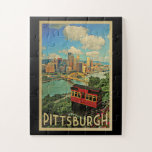 Pittsburgh Pennsylvania Vintage Travel Legpuzzel<br><div class="desc">Pittsburgh Pennsylvania ontwerpt in Vintage Travel stijl met de Duquesne Inline en de stad Pittsburgh met de brug en de rivier eronder.</div>