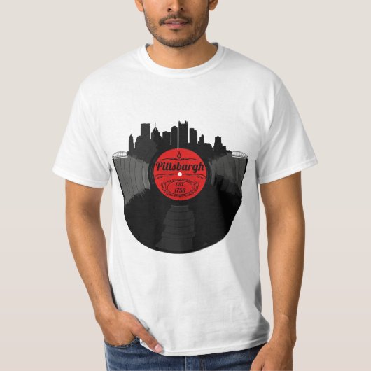 Pittsburgh Pennsylvania Vinyl Record Skyline  T-shirt (Voorkant)
