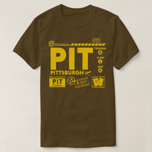 Pittsburgh PIT Airport Code Reisdag huren T-shirt (Design voorkant)