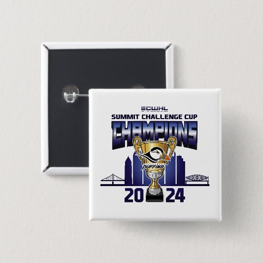 Pittsburgh Puffins Summit Challenge Cup kampioenen Vierkante Button 5,1 Cm (Voorkant /achterkant)