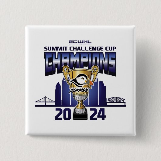 Pittsburgh Puffins Summit Challenge Cup kampioenen Vierkante Button 5,1 Cm (Voorkant)