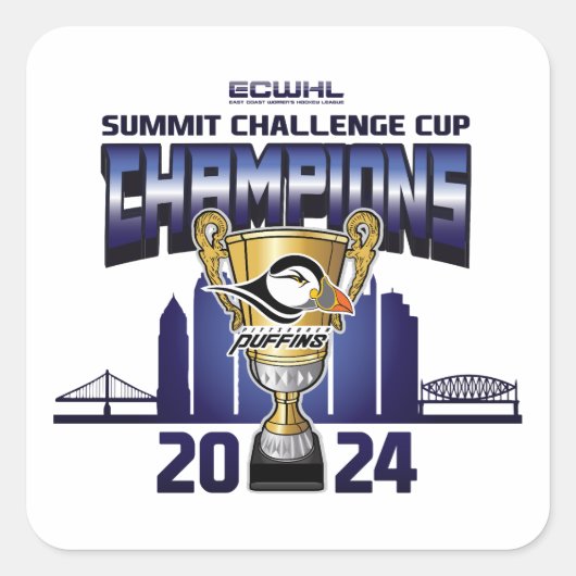 Pittsburgh Puffins Summit Challenge Cup kampioenen Vierkante Sticker (Voorkant)