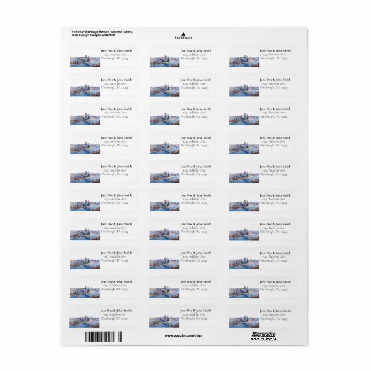 Pittsburgh Return Address Labels (Full Sheet)