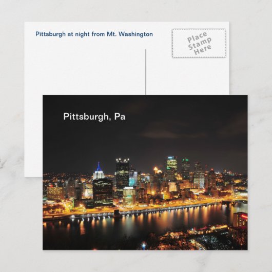 Pittsburgh 's nachts briefkaart (Voorkant / Achterkant)