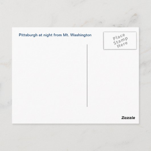 Pittsburgh 's nachts briefkaart (Achterkant)