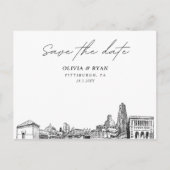 Pittsburgh Save the Date Briefkaart Elegante bruil (Voorkant)