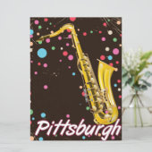 Pittsburgh Saxofoon reisposter. (Staand voorkant)