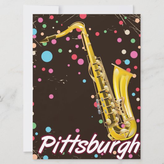 Pittsburgh Saxofoon reisposter. (Voorkant)