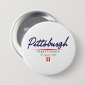 Pittsburgh Script Ronde Button 7,6 Cm (Voorkant /achterkant)