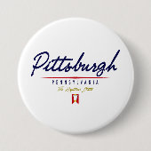 Pittsburgh Script Ronde Button 7,6 Cm (Voorkant)