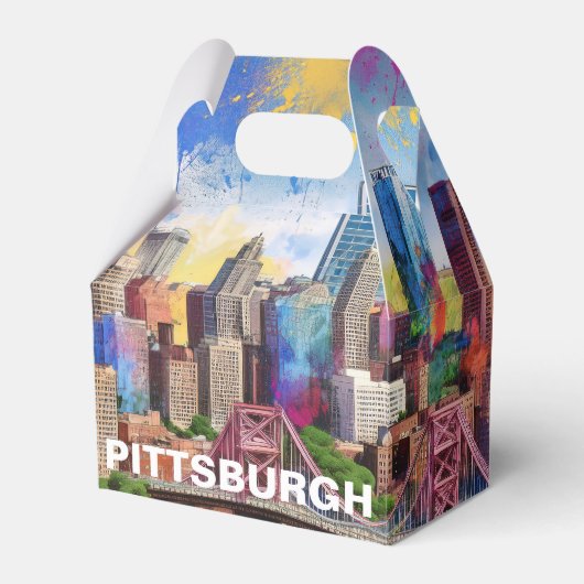 Pittsburgh Silhouet Abstracte Kunst Bedankdoosjes (Voorkant Zijde)