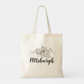 Pittsburgh Silhouet Illustratie Kunst Tote Bag (Achterkant)