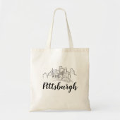 Pittsburgh Silhouet Illustratie Kunst Tote Bag (Voorkant)