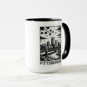 Pittsburgh Silhouet Zwart & Wit Winterstad Mok (Voorkant rechts)