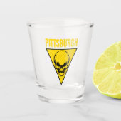 Pittsburgh Skull Shot Glass Yellow Glas (Voorkant)