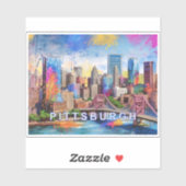 Pittsburgh Skyline Abstracte kunst Sticker (Vel)