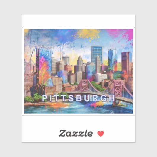 Pittsburgh Skyline Abstracte kunst Sticker (Vel)