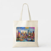 Pittsburgh Skyline Abstracte kunst Tote Bag (Achterkant)